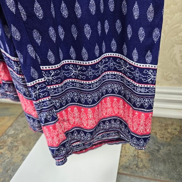 S R Size Small Casual Pull On Pants Blue White Pink Elastic Waist Pockets - Picture 2 of 13